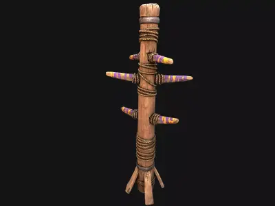 Medieval Punching Dummy Training Furniture Low-poly 3D model