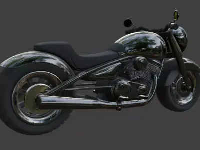 Cartoon Black Motorcycle 3D Model 3D model
