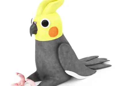 Toy cockatiel parrot Low-poly 3D model