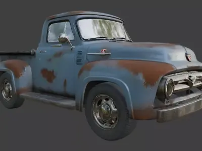 Vintage Rusty Pickup Truck 3D Model 3D model 23