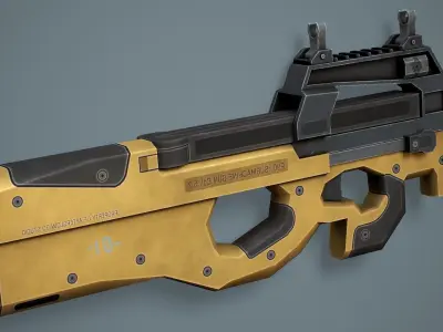 P90 Submachine Gun - Low Poly Game Ready Low-poly 3D model