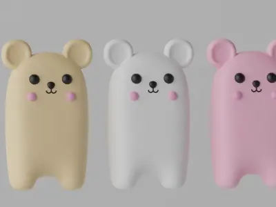 Cartoon Cute Mouse Rat Bear 3D model