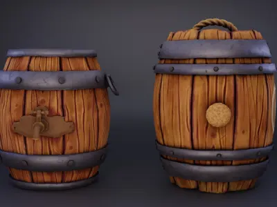  Stylised Barrels  Low-poly 3D model