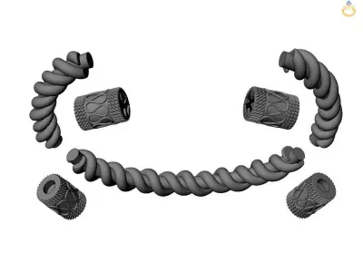 Stylish antique bracelet with patterns 3D print model