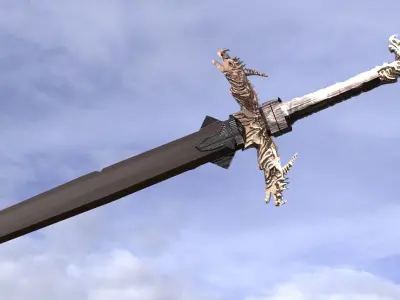 Medieval Dragon Knights sword Low-poly 3D model