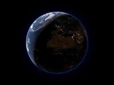 Volumetric Planet Earth with Aurora Borealis For Blender 3D model