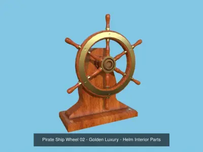 08 Pirate Ship Wheel Collection - Helm Interior Parts 3D Model Pack