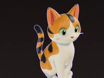 stylized low-poly cat 3D model Low-poly 3D model