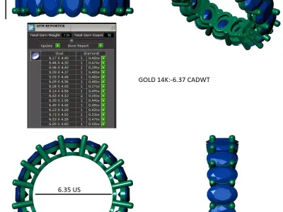 Oval Stone Eternity Band 3D print model