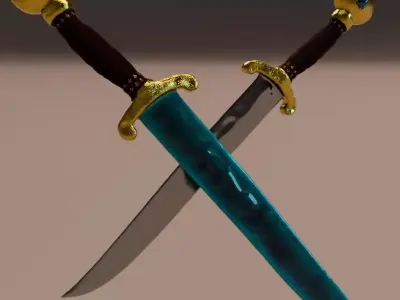 Fantasy Dagger Pack   Water and Metal Variants  PBR GameReady Low-poly 3D model