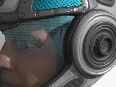  Astronaut Head in Futuristic Helmet 