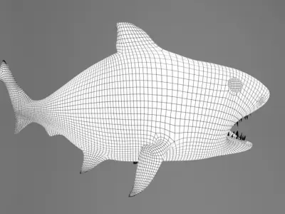 Stylized Cutesy Shark Low-poly 3D model