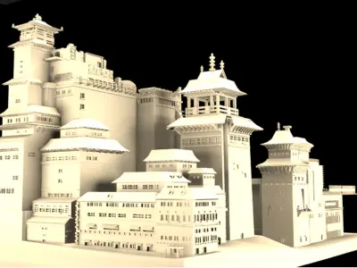 japanese  style castle kingdom Low-poly 3D model