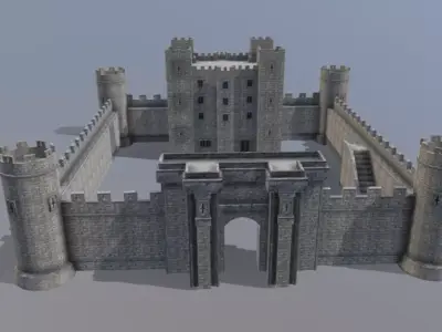 Medieval Celtic Castle Low-poly 3D model