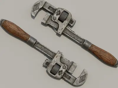 Pipe Wrench Low-poly 3D model 9