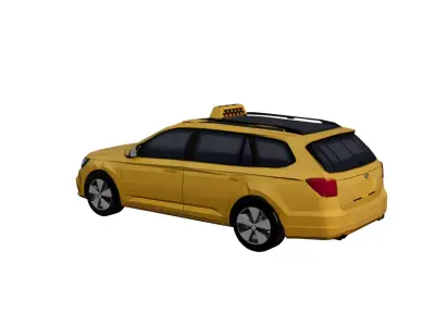 Low Poly Station Taxi Car Vehicle Model PBR Texture Low-poly 3D model