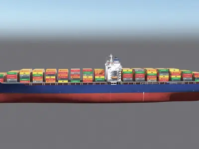 Two Cargo Ships Low-poly 3D model