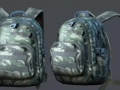 Backpack military combat Black baggage bag luggage Low-poly 3D model purchase
