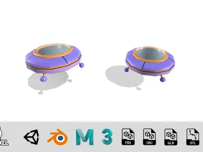 Spaceship Flying Saucer Low-poly 3D model buy