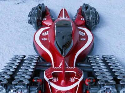 Futuristic Snow Terrain Combat Tank 3D model
