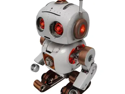 Retro Metallic Robot Character Model 3D model