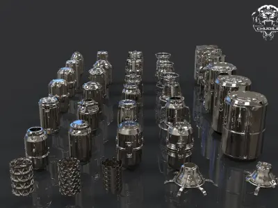 Sci-fi Hard Surface kitbash cylinder Low-poly 3D model