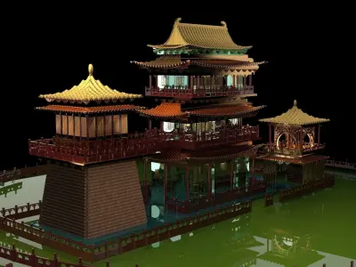 Chinese ancient house  3D model 4