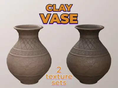 Clay Vase dusty antique old pottery Low-poly 3D model