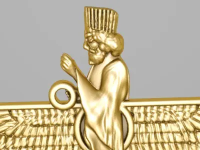 Assyrian guard farvaher low poly and flat back 3D print model