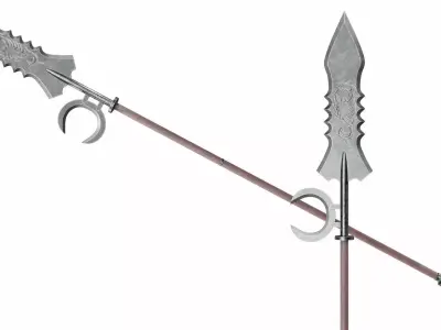 Spear with crescent 3D model