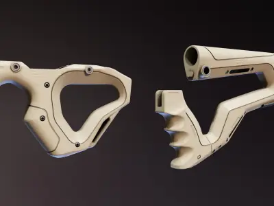 CQR Gen 2 AR Stock and Grip Low-poly 3D model