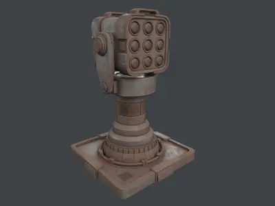 Simple 3x3 Rusty Missile Turret 3D model