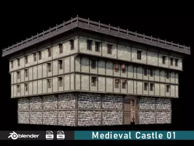 Medieval Castle 01 - 4K Textures Game Ready Low-poly 3D model