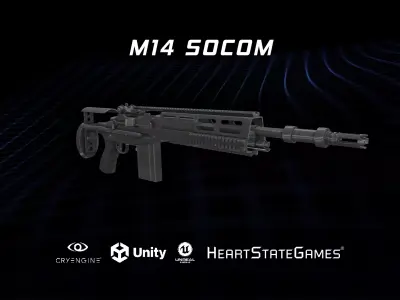 DMR 1 - M14 SOCOM Tactical Marksman Rifle - 4K Game Ready Low-poly 3D model