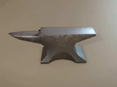 Anvil and Hammer Low-poly 3D model
