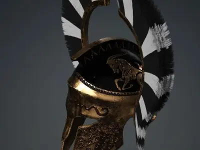Spartan Royal Helmet v Black and White Low-poly 3D model