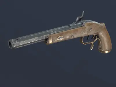 Pirate Black Powder Gun -dirty- Low-poly 3D model