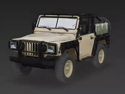 Realistic Lo-Fi Combat Jeep 3D Model Low-poly 3D model