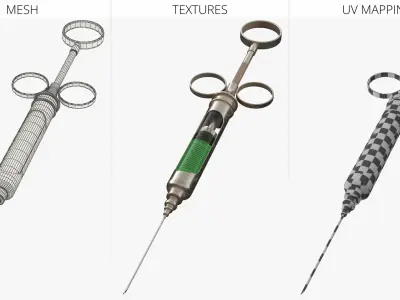 Vintage Medical Syringe with Injection 3D model
