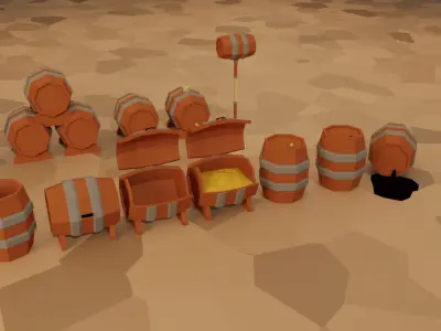 BarreLs Asset pack in Low-poly stylistic Low-poly 3D model