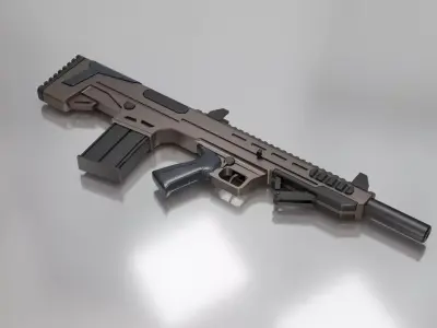 Rifle Low-poly 3D model 2