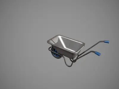 Metal-Blue Wheelbarrow Low-poly 3D model