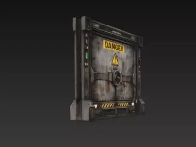 Sci-Fi Industrial Service Hatch Door - PBR Low Poly Game Ready Low-poly 3D model