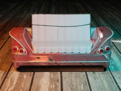Sofa with vehicle built up 3D model
