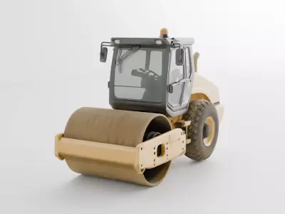 Road Roller Compactor Asphalt and Road Construction Machine 3D model