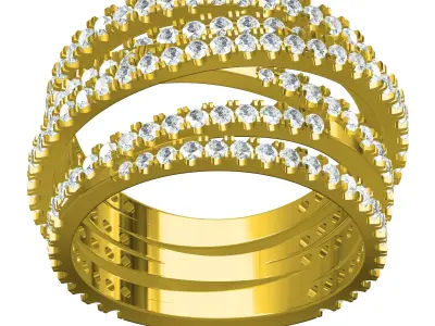 Antique CrissCross Lines Diamond Ring 3D print model