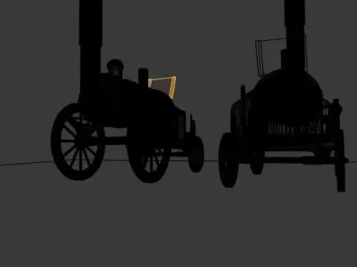 Cartoon Steampunk locomotive inspired by Stephenson s Rocket 3D model