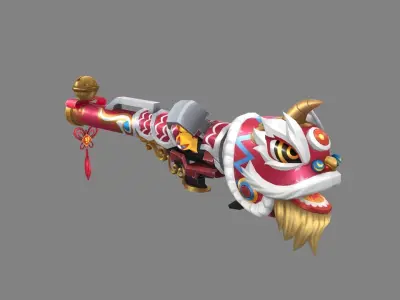  Cartoon lion dance Rocket Low-poly 3D model