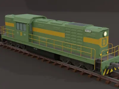 Trains Low Poly Railway Stylized Low-poly 3D model