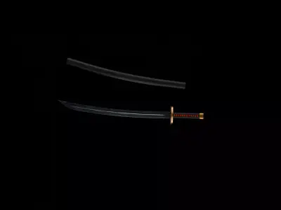 Katana Low-poly 3D model 4